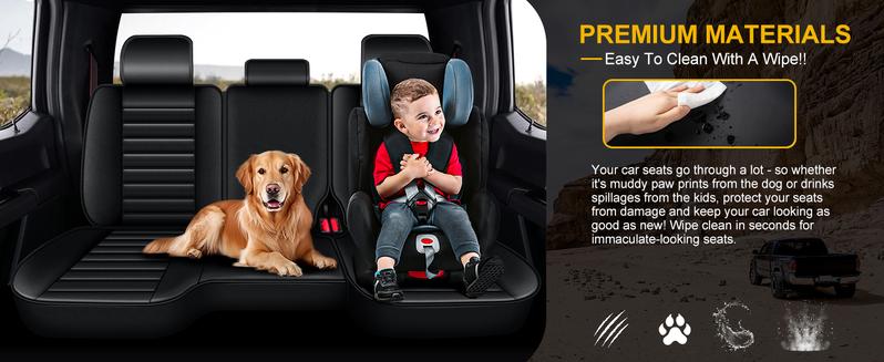 Full Set Black Seat Covers for Dodge RAM 2002-2025 | Fits 1500 2500 3500 Truck Pickup | Crew/Quad Cab with Curved Bench | Heavy Duty Truck Seat Protectors