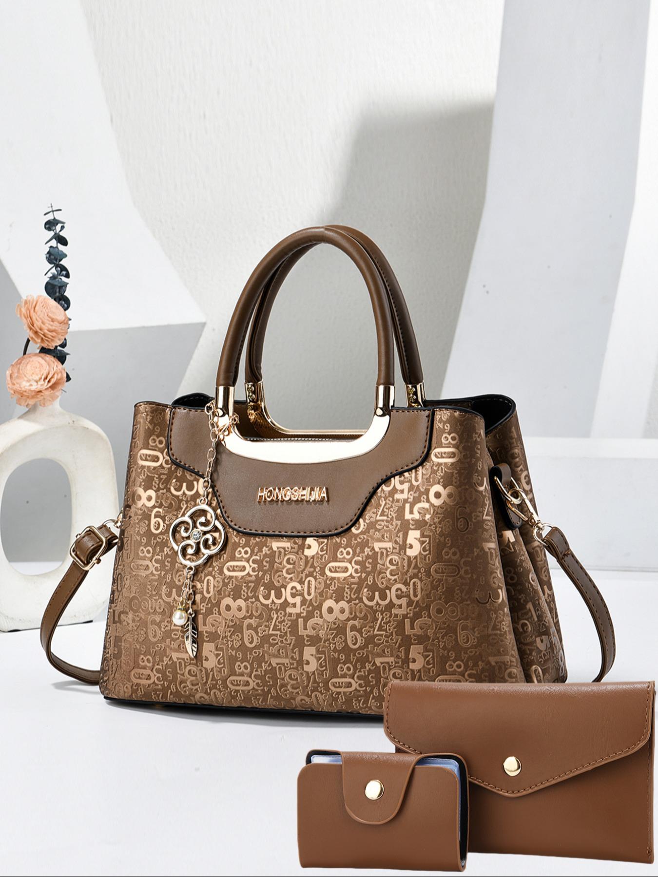 Women's Fashion Shoulder Bag Set, Casual Crocodile Print PU Material, Versatile Three-Piece Bundle for Daily Use, Perfect Gift Idea