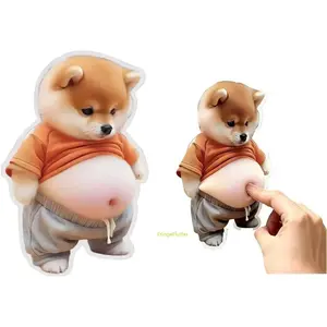 3D Mochi-Soft Puppy & Kitten Belly Stickers, Stress-Relieving Squeezable Fidget Toy, Multi-Use Silicone Bumper Guard for Car Doors Walls, Party Favor Gift