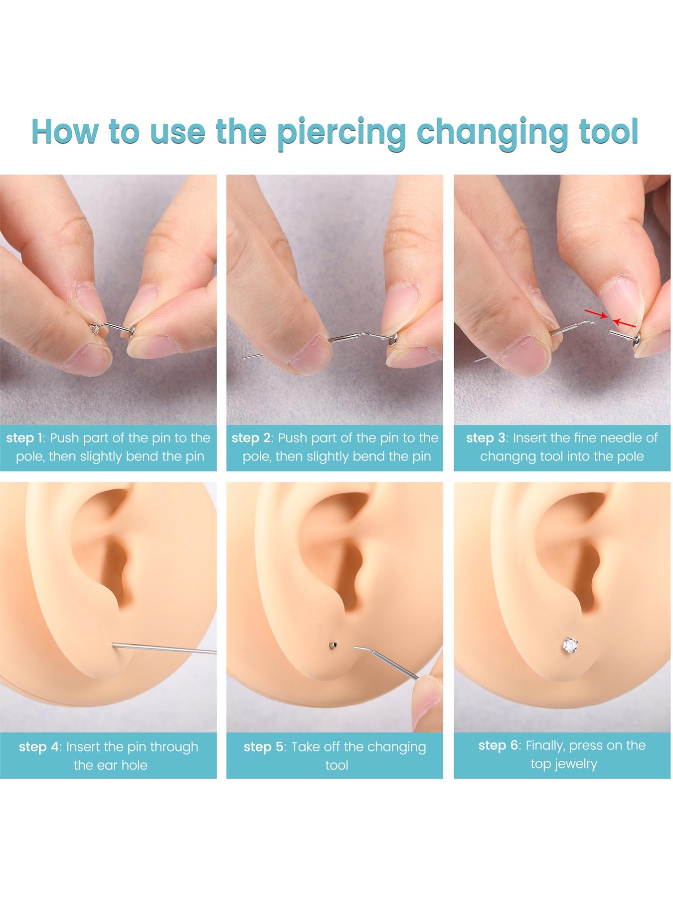 Titanium Earrings Flat Back Implant Grade Titanium Nose Stud Threadless Flat Back Earring Stud 20g 18g 16g Hypoallergenic Silver Cartilage Earrings for Women Surgical Steel Forward Helix Conch Tragus Piercing Jewelry Lip Labret Jewelry Push in