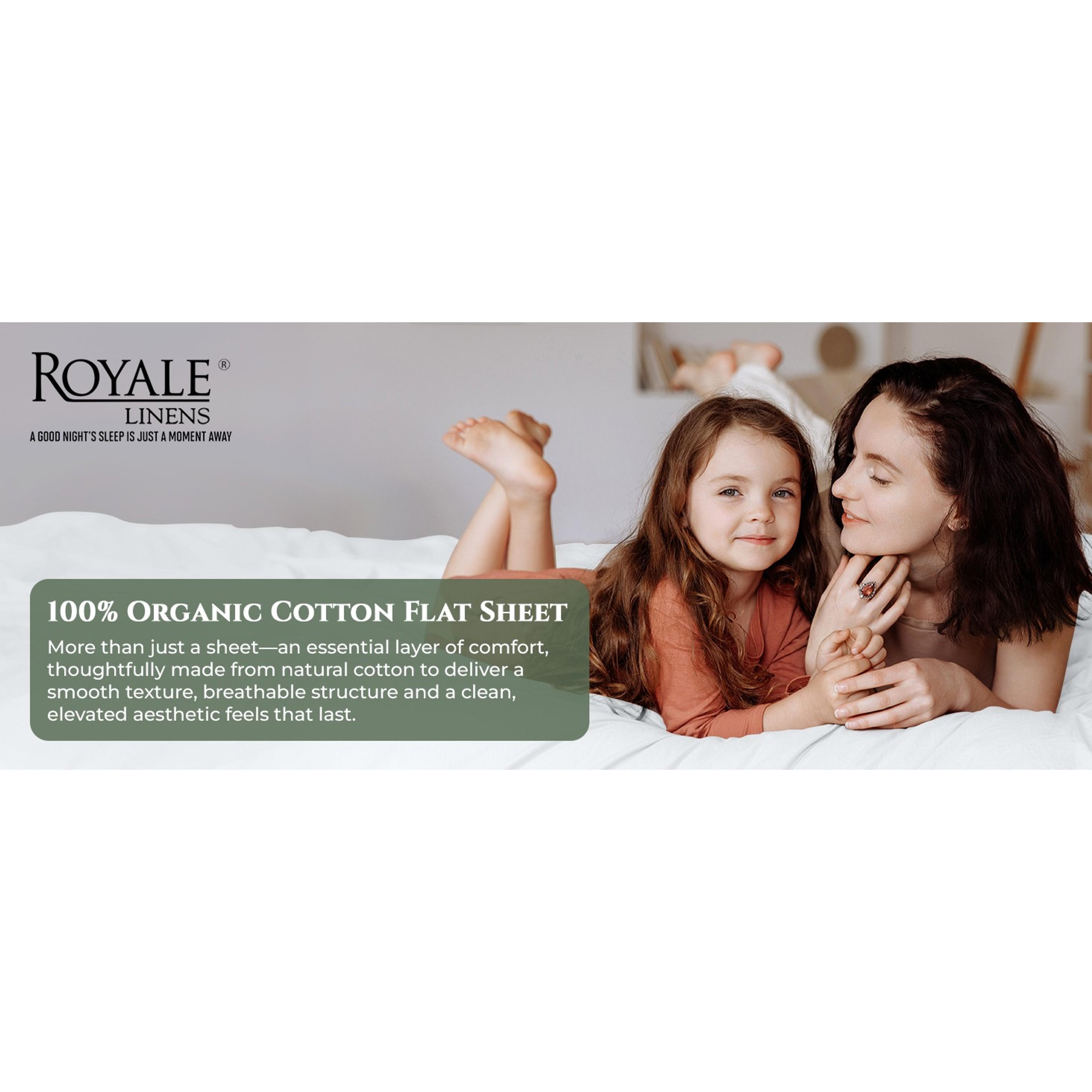 100% Organic Cotton King Size Flat Sheet - Percale Top Sheet - Lightweight & Super Soft White Bed Sheet Only (105" x 102", White)Gift