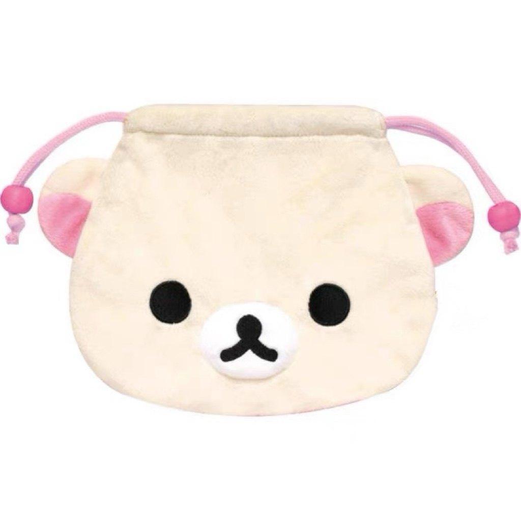 Cute and easy bear drawstring storage bag, girl cartoon handbag, portable drawstring camera bag, miscellaneous bag, makeup bag