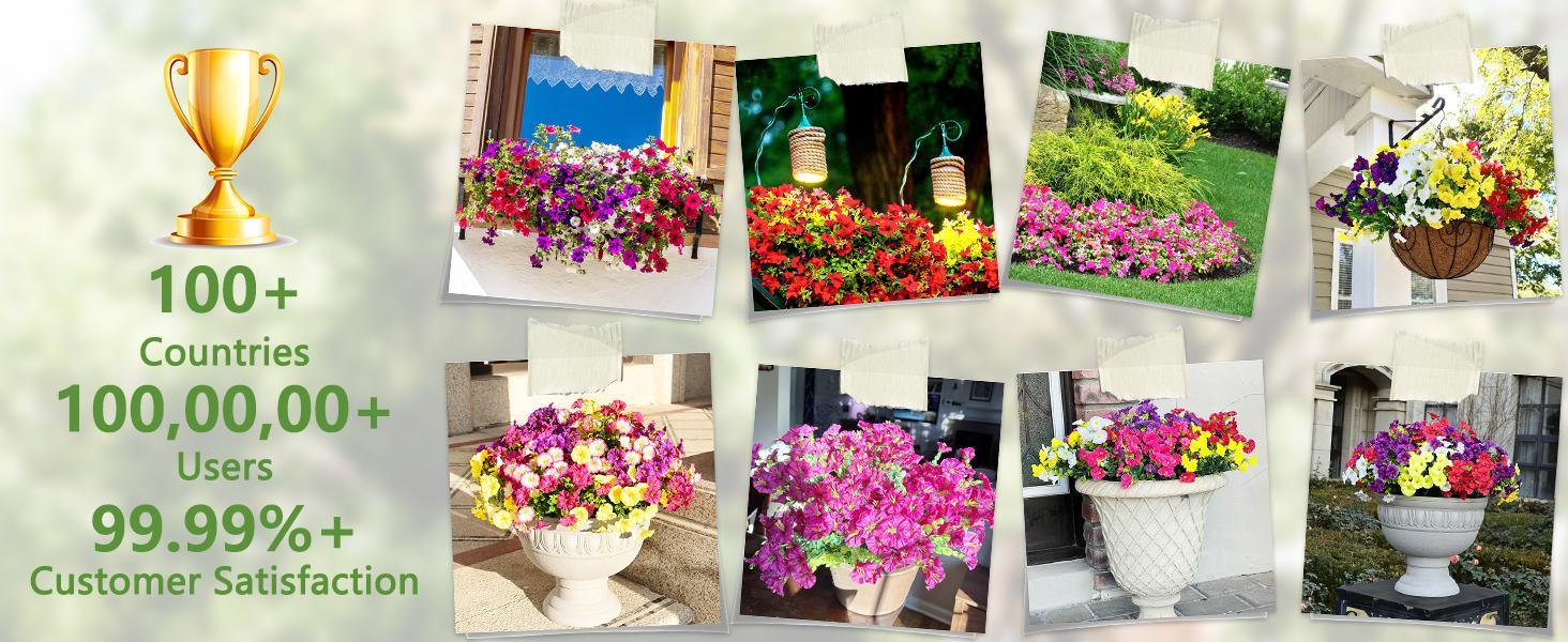 14 Bundles Artificial Flowers for Outdoors, Purple & Fuchsia fake plant