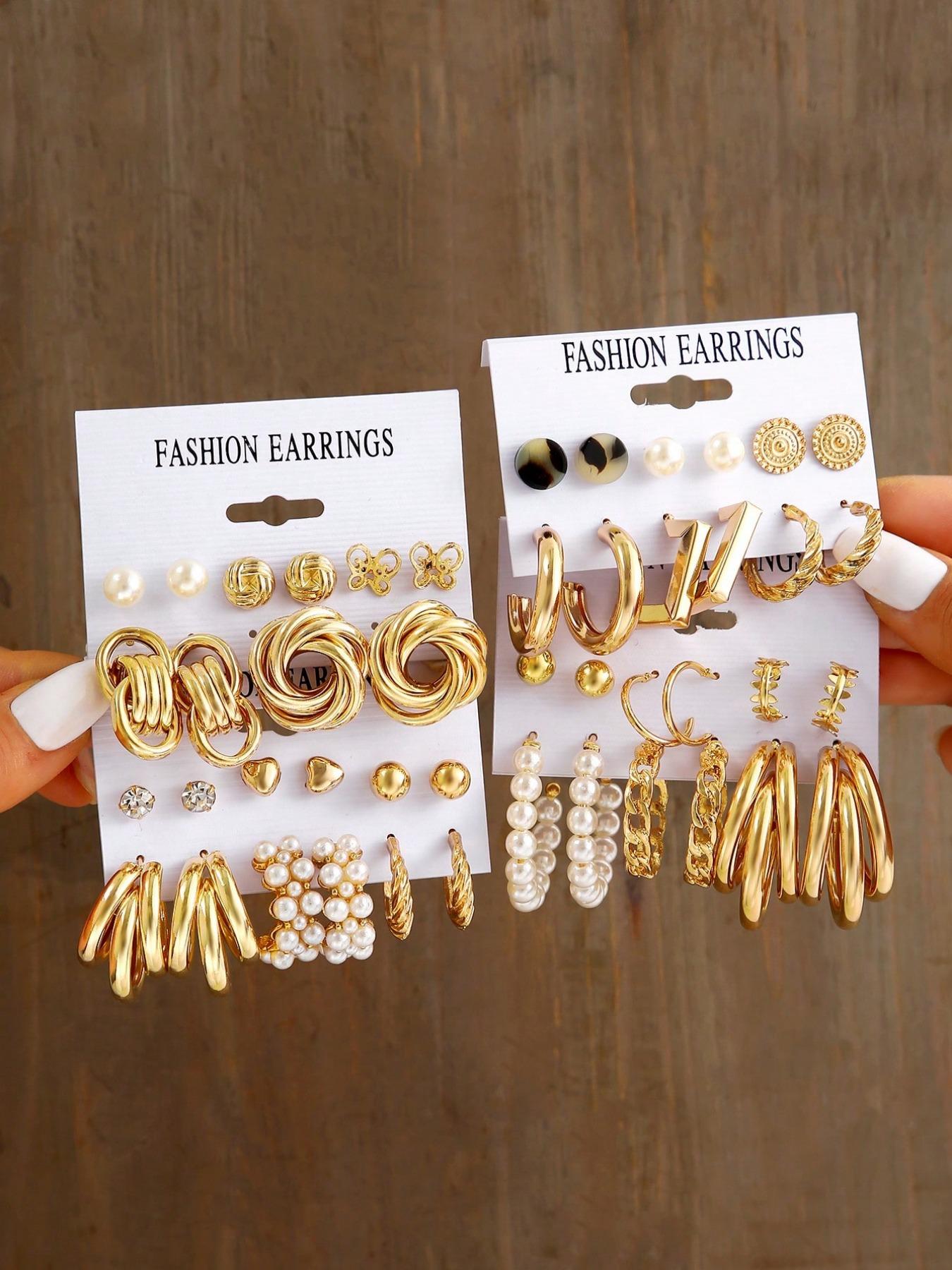 Faux Pearl & Rhinestone Decorated Heart & Butterfly Design Stud Earrings As Gift, 2024 New Dainty Jewelry for Daily Clothing Decor, Party