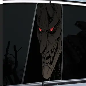 2 Pieces 2PCS Tide Cool Diablo Red Eye Ghost Mask Skull Decal Car Stickers, Durable Vinyl, Semi-Mist, Easy to Stick - Ideal for Glass and Metal Surfaces