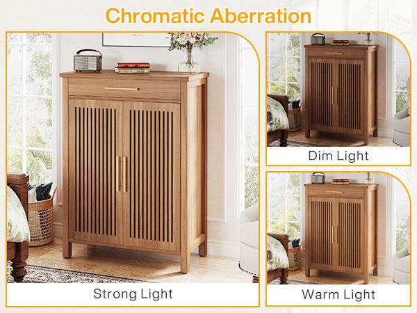 LITTLE TREE  Shoe Cabinet, 5-Tier Shoe Storage Cabinet with Louvered Doors and Drawer, Freestanding Wooden Shoe Rack Organizer with Adjustable Shelves for Entryway, Hallway, Closet(All Color With Adjustable Shelves)