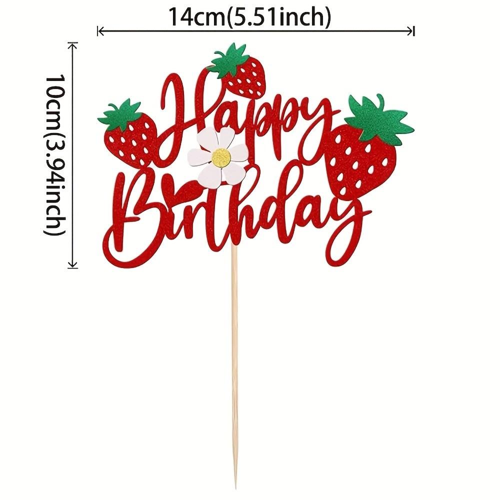 1 strawberry-themed birthday party cake decoration