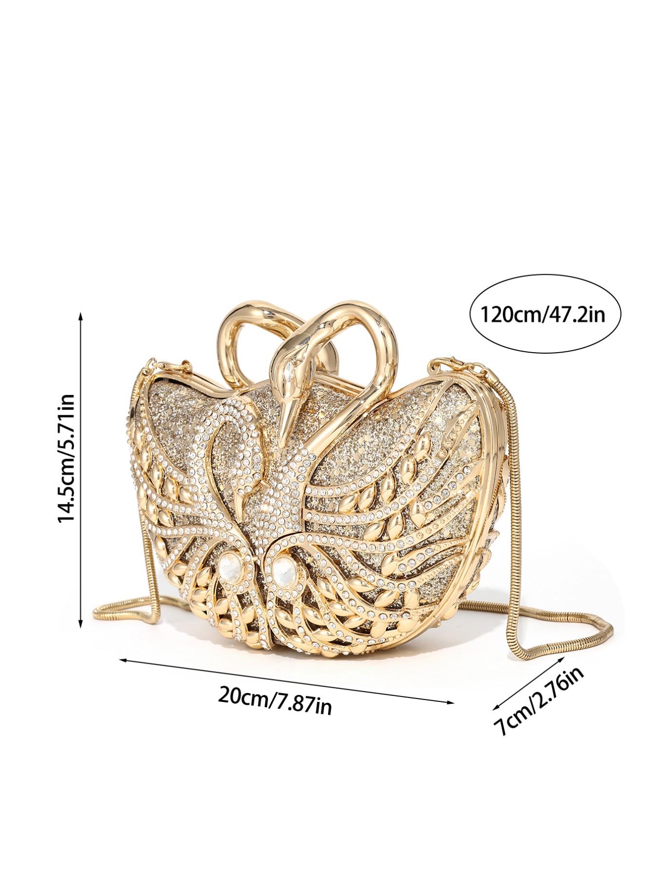 Elegant Crystal Diamond Evening Bag, Handmade Metal Rhinestone Clutch, Perfect for Weddings, Parties, Banquets, No Phone Slot