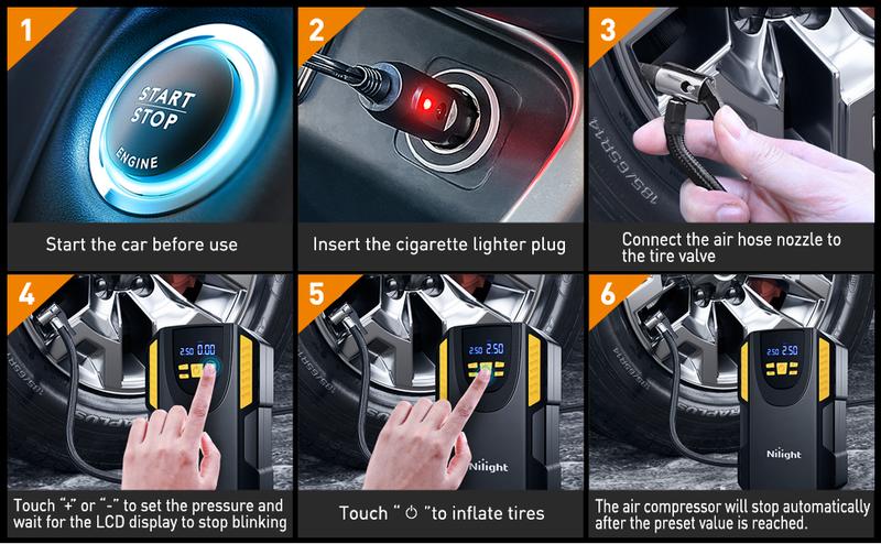 Nilight Tire Inflator Portable Air Compressor 12VDC Car Air Pump 150PSI Digital Tire Pressure Gauge Auto Shutoff Tire Pump for Car SUV Motorcycle Bicycle ATV Automotive  dealsforyoudays