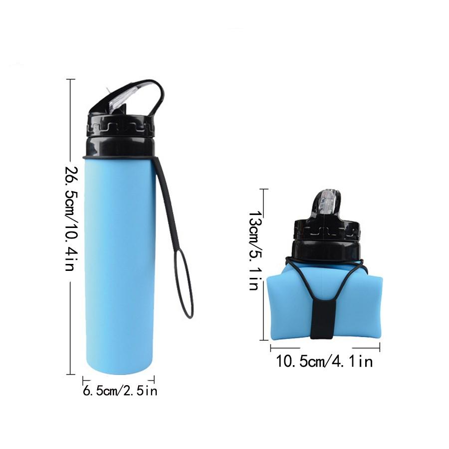 21oz (600ml) Sports Water Bottle, 1 Pack/2 Pack, BPA-Free Silicone Collapsible Water Bottle for Sports Outdoor Travel, Durable Leak-Proof Design Portable Cup, Suitable for Active Lifestyle