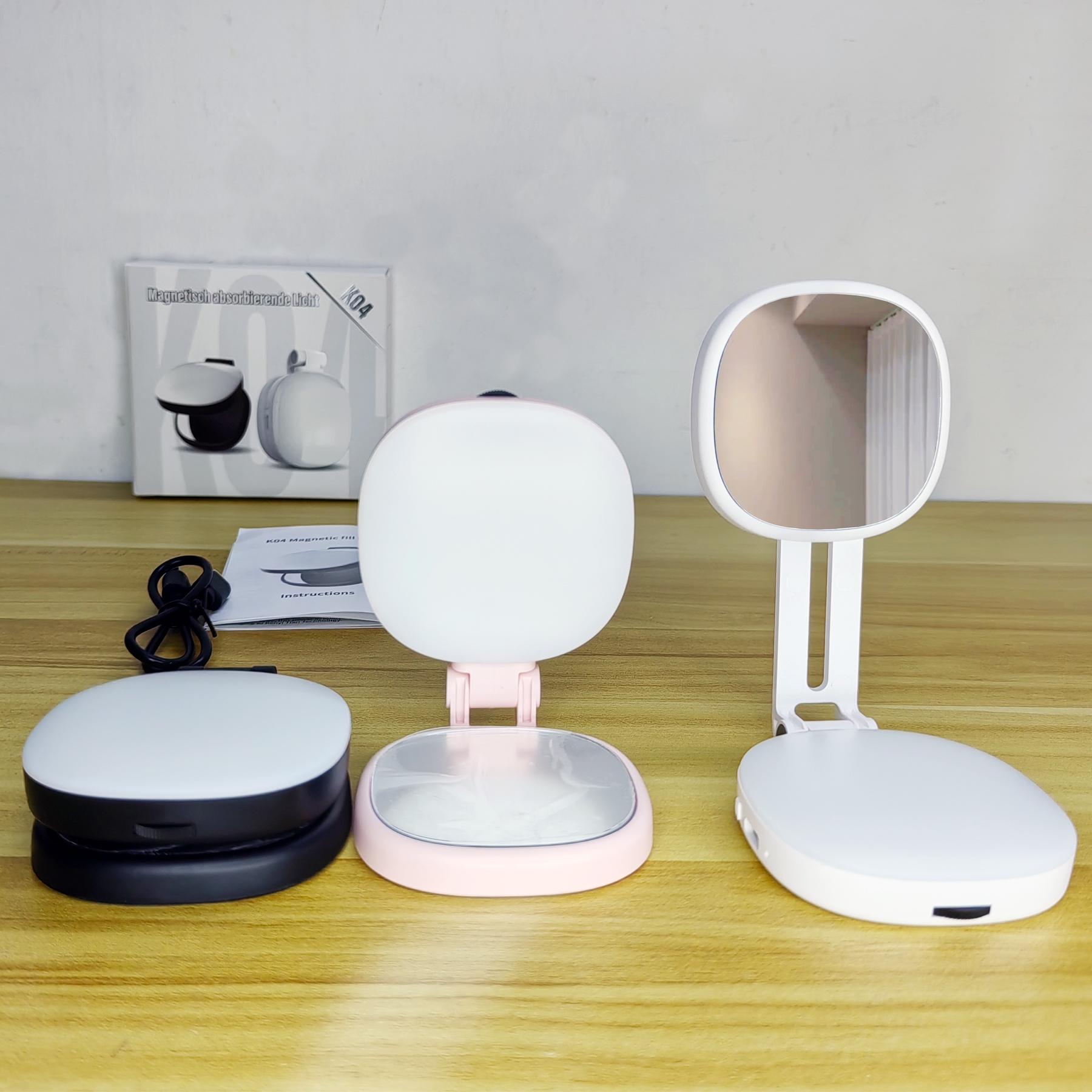 Magnetic Selfie Light for Phone with Mirror, Retractable Foldable Pocket Size Portable Mini Ring Light for Phone, Dimmable Fill LED Phone Light, Selfie Led Lights for Video Recording/Live Streaming/Makeup/Vlog