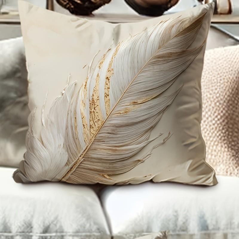 Bohemian Geometric Feather Decorative Pillow Covers, 2-Pack, Invisible Zipper, Easy Clean, for Bedroom, Living Room, Sofa, Car, Home Decoration