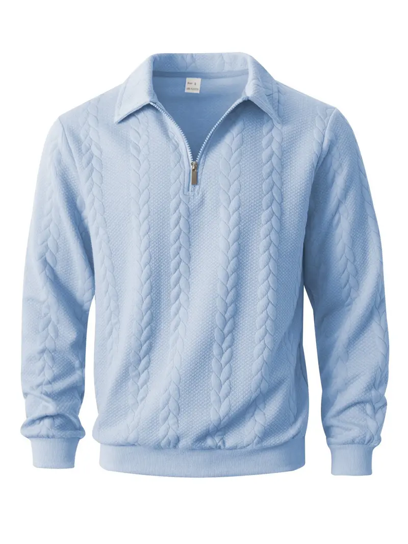 Men's Spring Outfits Knitted Polo Neck Long Sleeve Fitted Knitwear Sweatshirt for Daily Wear, Casual Basic Knitwear, Old Money Zipper Half Button Design, Casual Versatile Sweater Pullover, Essential for Man's Wardrobe