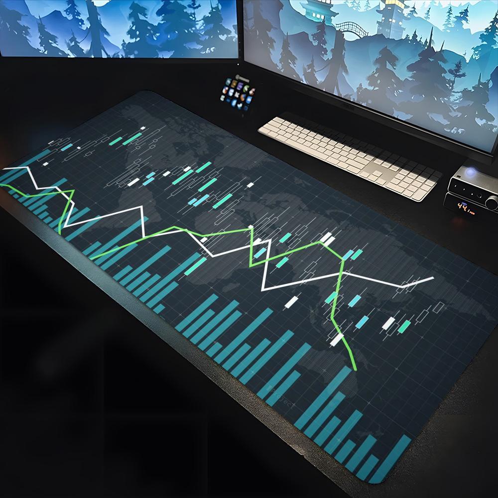 Stock Market Candle Chart Kawaii  Mouse Pad large keyboard mouse desk pad non-slip rubber gaming mouse pad laptop carpet 600x300