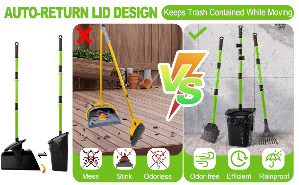 38" Adjustable Metal Dog Poop Scooper Swivel Bin Rake Spade with 50 Poop Bags, Waste Cleaner for Small, Medium, and Large Dogs Yard