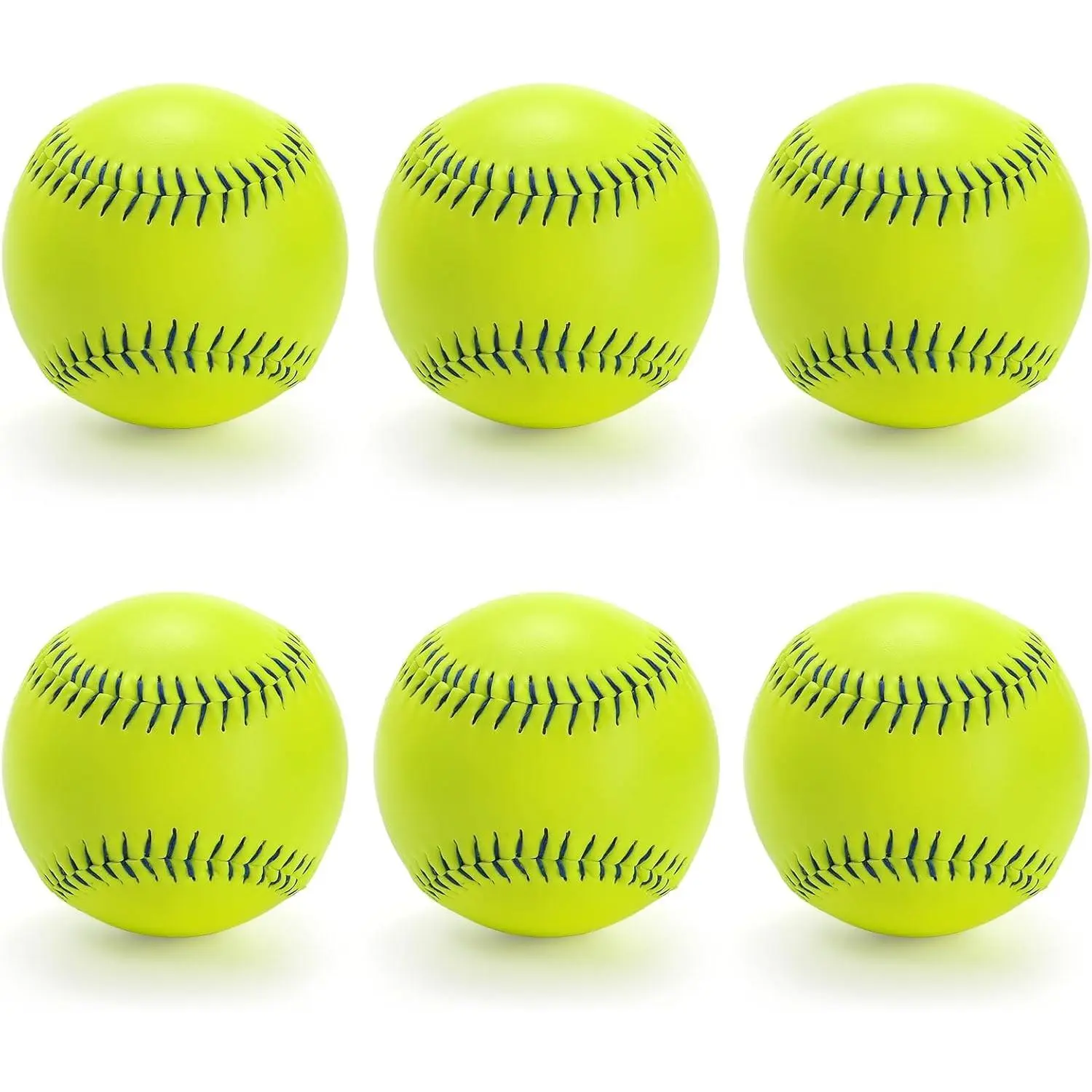 6 Pack 12 Inch Sports Fastpitch Softballs Official Size and Weight, Unmarked Leather Covered Training Balls for Games, Practice and Training