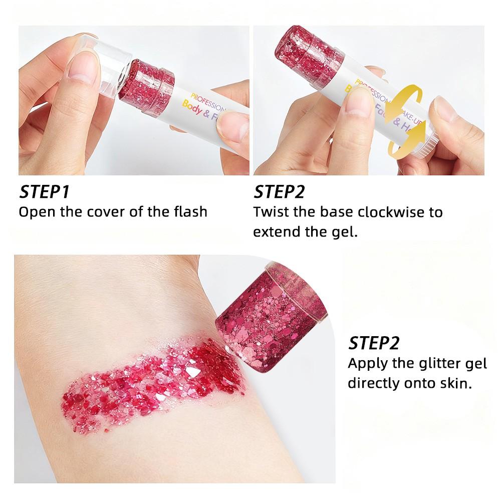 Single Pack Diaoni Body Glitter Stick, Long-Lasting Shimmer, Perfect for Weddings, Parties, Neck, Hair, Body, Face, Christmas Party, Easy to Use, Ideal Gift