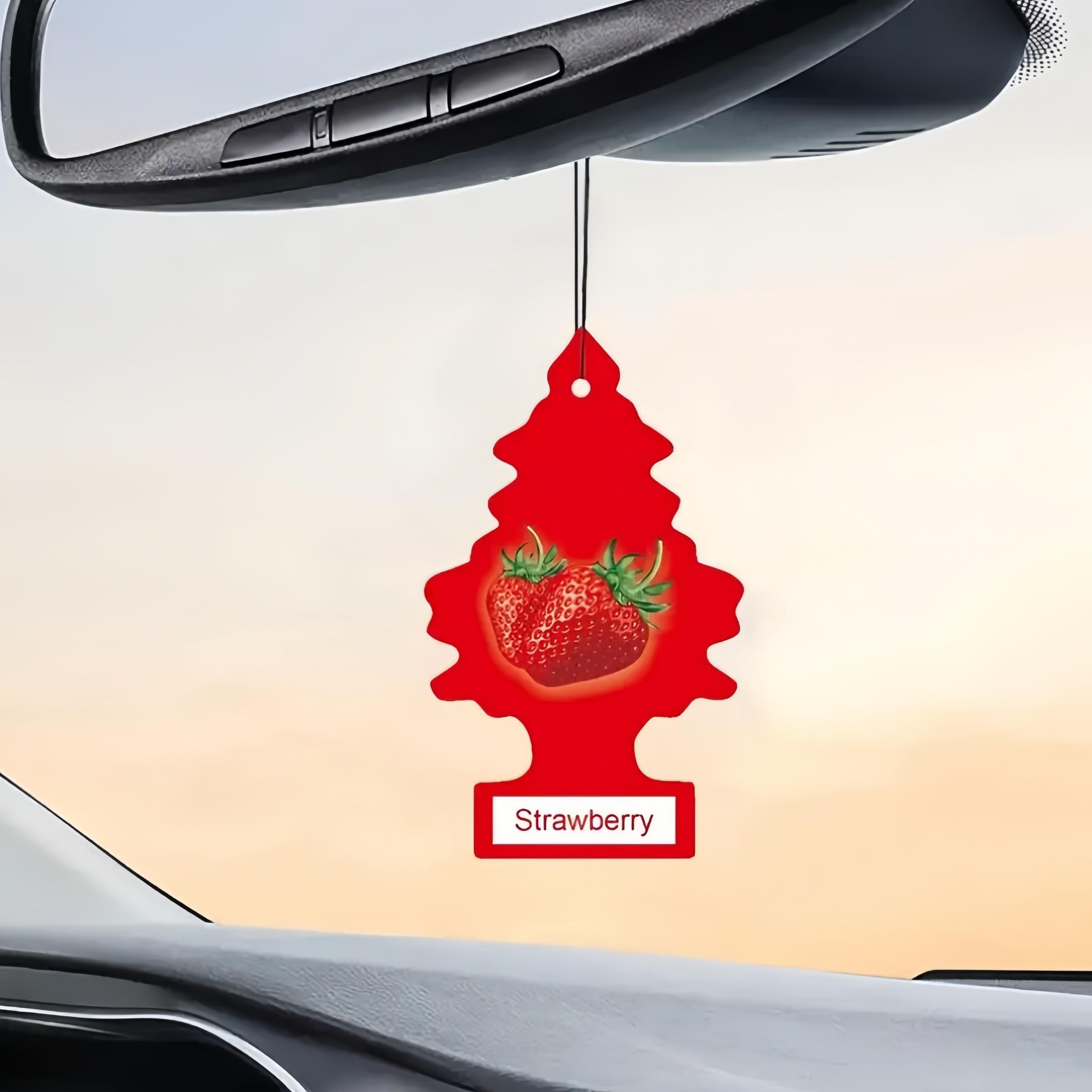 5pcs Little Trees Air Freshener Car Hanging Decor, Car Scents, Long-Lasting Fragrance for Cars & Homes, Strawberry Scented Tree Ornaments