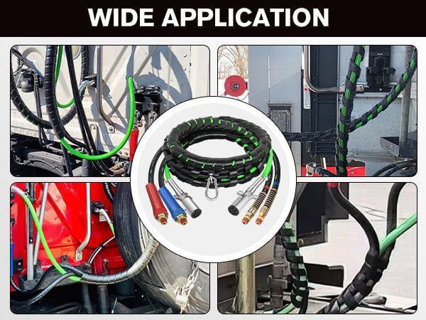 Nilight 15FT 3-in-1 ABS Electrical Cord & Rubber Air Line Hose Kit with Gladhands Handles, 3-In-1 Kit