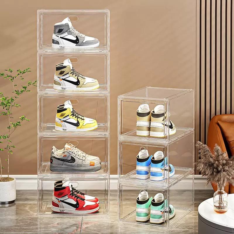Large Transparent Acrylic Shoe Box, Stackable Side Opening, Dustproof, Sports Shoes Display Storage Box, Ideal for Organizing, Display Shelf