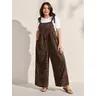 BloomChic Plus Size Women's Sleeveless Leopard Print Relaxed Fit Overalls - Shirred Shoulder Straps, Pockets, Stretch Fabric, Machine Washable Stylish Wear, M-6X, Relaxed Fit Overall，SohoChic
