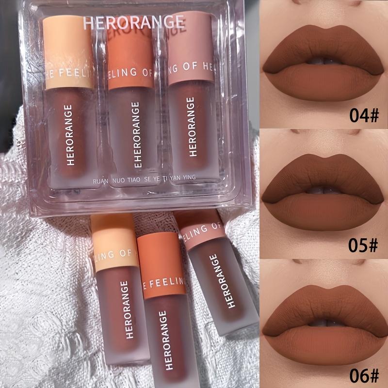 HERORANGE Three-Pronged Matte Lip Glaze Cloak Set, Lipstick