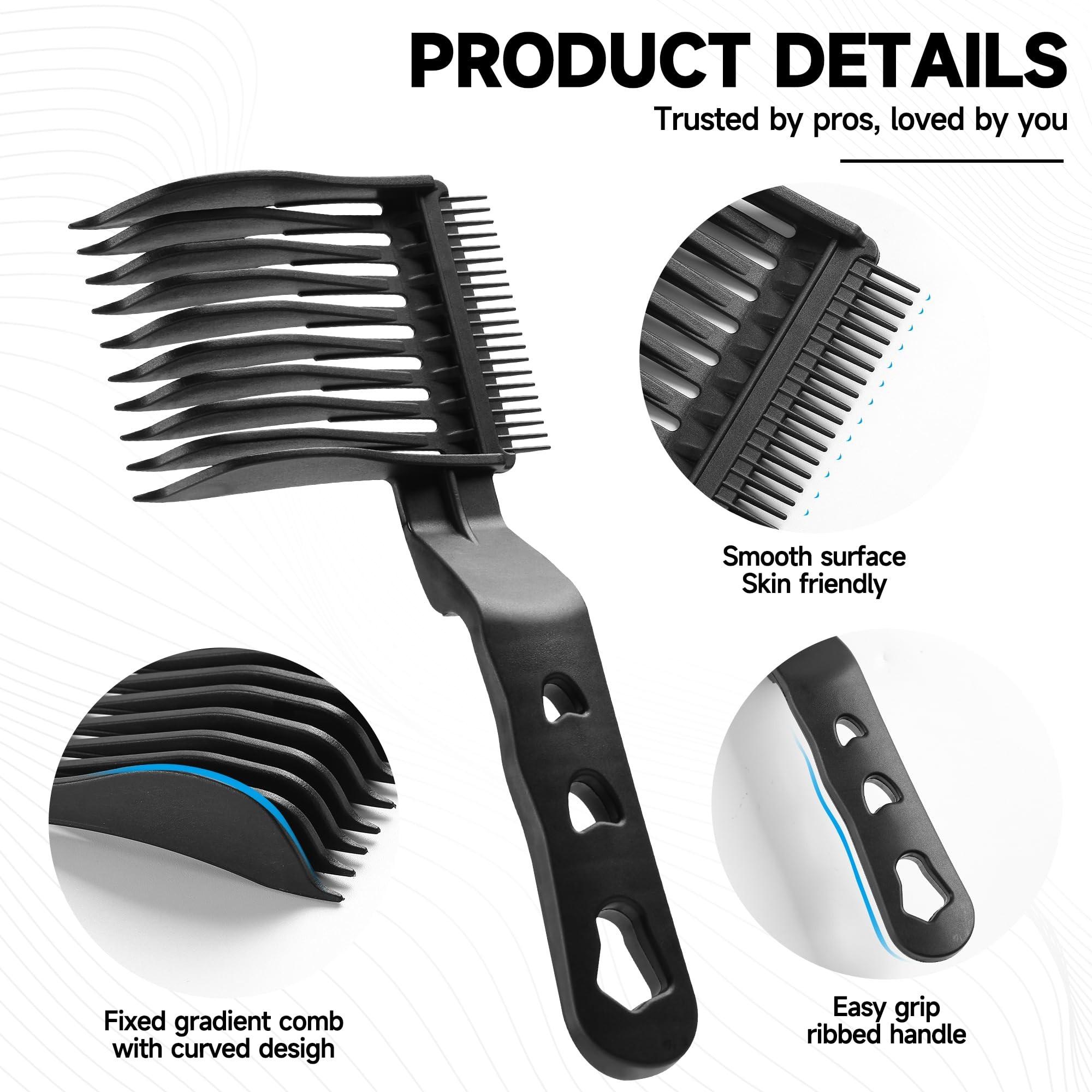 Barber Fade Comb Hair Cutting Clipper Comb 2PCS Heat Resistant and Anti Static Design Professional Salon Hair Styling Tool Ergonomic Style For Home Haircut and Barber Shop Use