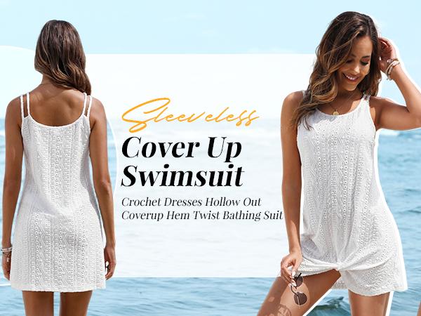 Aqua Eve Women Swimsuit Cover Up - Beach Coverup Dress Crochet Bathing Suit Coverups Sleeveless Twist Swimwear