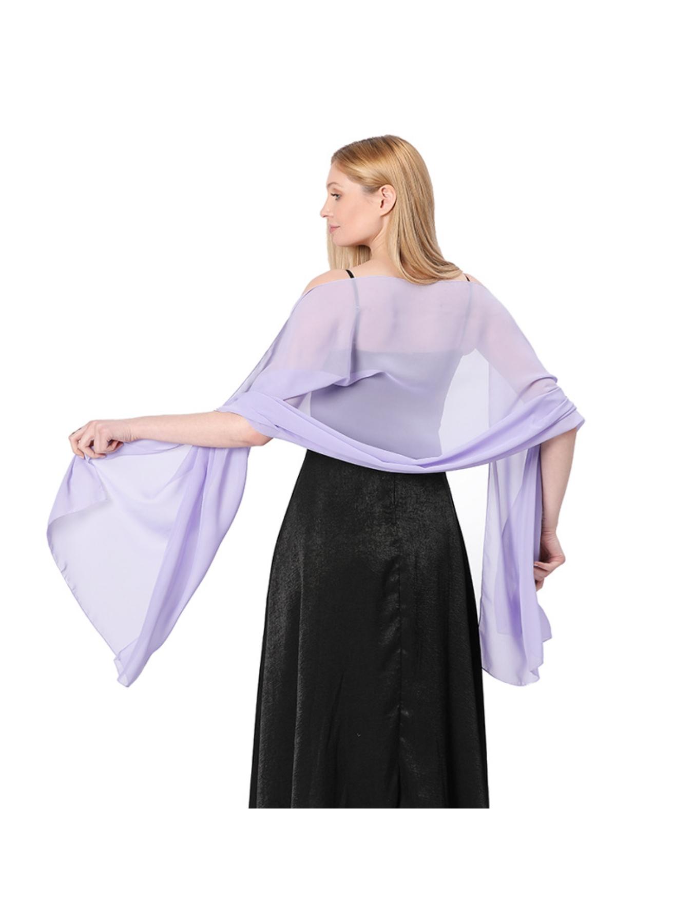 High-quality solid chiffon evening shawl for bridesmaid wedding dress, cheongsam, party shawl and scarf two-in-one for women