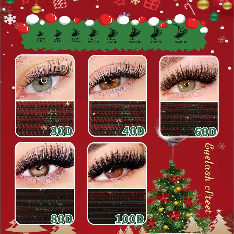 5 Pack Eyelashes Kit with Cluster & Segment Lashes | DYCKO Christmas Gift Set with 30D-100D DIY Lashes (1400+ Clusters, D Curl) & 10 Tools | Natural to Voluminous Looks for Women, Holiday, Party