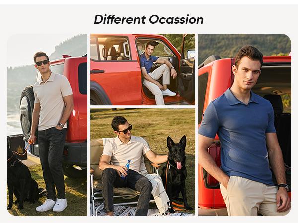 JMIERR Men's Muscle V Neck Polo Shirts Casual Short Sleeve Slim Fit Ribbed Golf T Shirt Athletic Tee