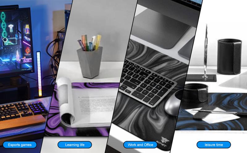 NPET N110 XXL Gaming Desk Mat 35x17 inch Non-Slip Stitched Edge for Office Home Mouse Mover Pad Desktop Accessory with Green Swirl Design