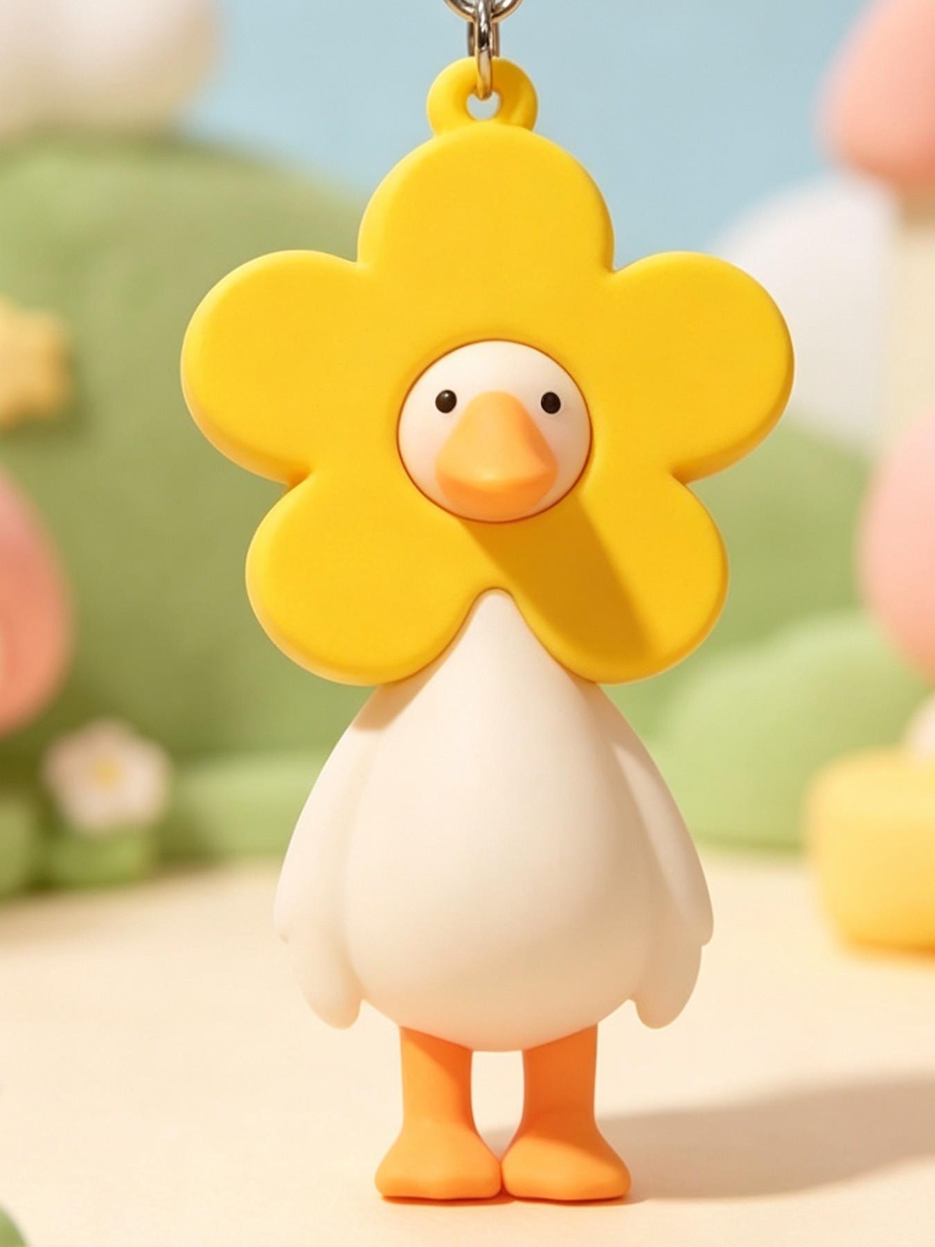 Cute Duck Keychains with Flower, Fun Animal Backpack Charms for Girls, Kawaii Duckling Pendant, Ideal Party Favors & Gifts
