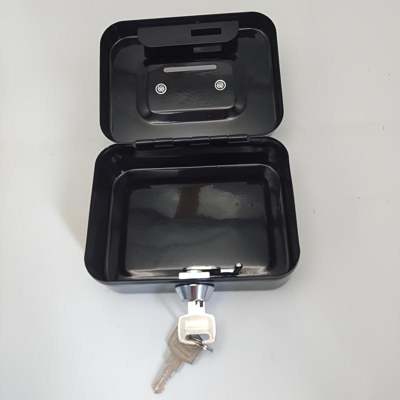 Metal Key Lock Safe Storage Box, Home Office Coin Cash Box, Receipt Deposit Organizer, Secure Money Chest