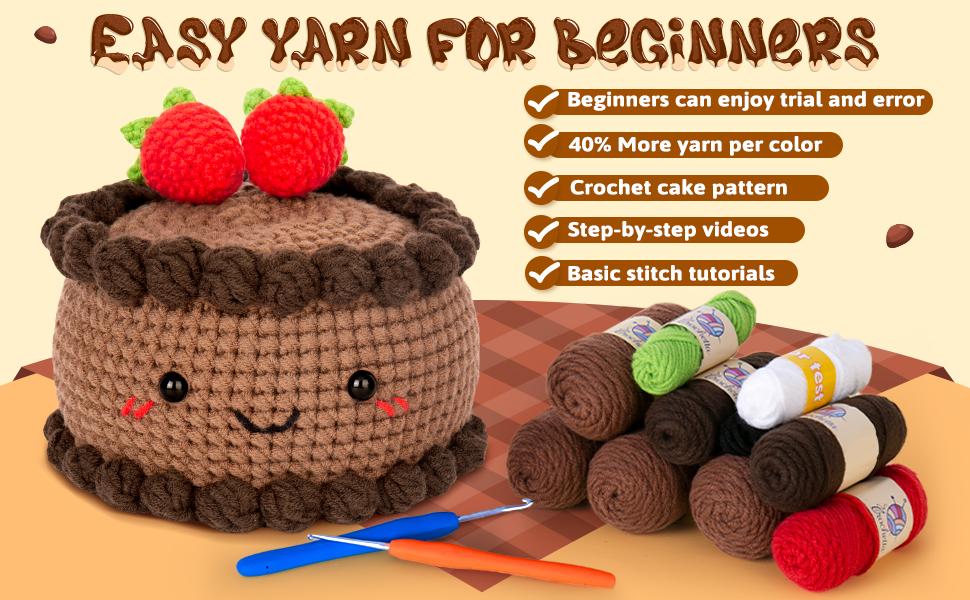 CROCHETTA All-In-One Crochet Starter Kit for Beginners with 40% Extra Yarn Step-by-Step Video Tutorials DIY Knitting Supplies for Adults Kids Chocolate Strawberry Cake Pattern CROCHETTA All-In-One Crochet Starter Kit for Beginners with 40% Extra Yarn Step-by-Step Video Tutorials DIY Knitting Supplies for Adults Kids Chocolate Strawberry Cake Pattern