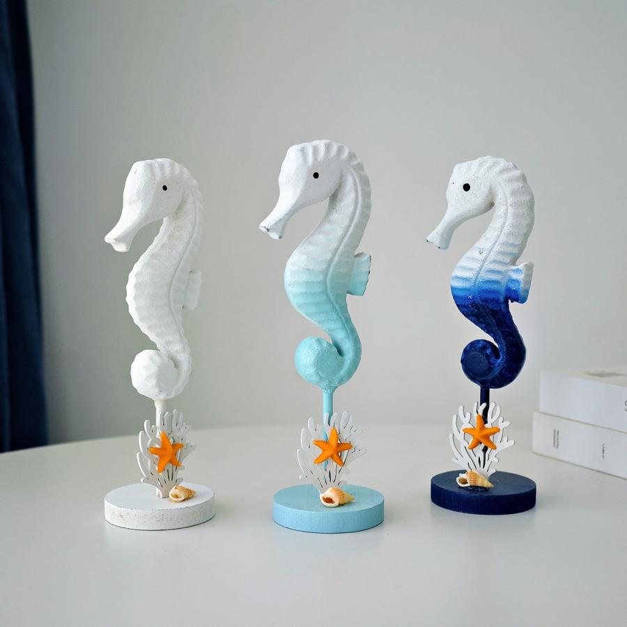Oceanic Seahorse Decorative Ornament, Handmade Starfish Coral Display, Home Living Room Bedroom Desk Decoration, Unique Coastal Art Piece