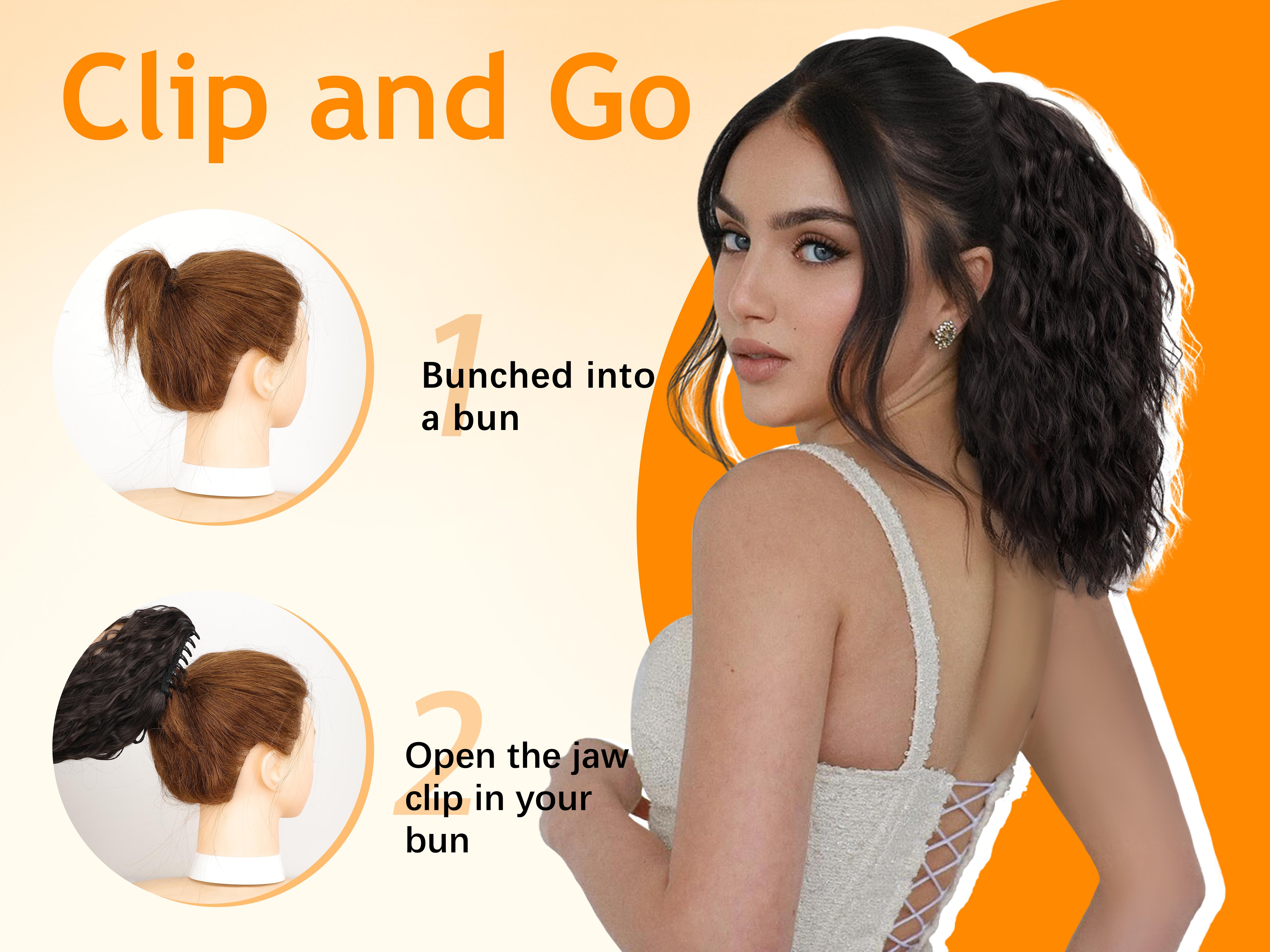 ORSUNCER HAIR Extension Claw Ponytail Long Wavy Ponytail Extension Black Brown 30 Inch Curly Clip Ponytail in Hair Extensions For Women Fluffy Natural Looking Synthetic Hairpiece for Daily Use Easy To Go ORSUNCER HAIR