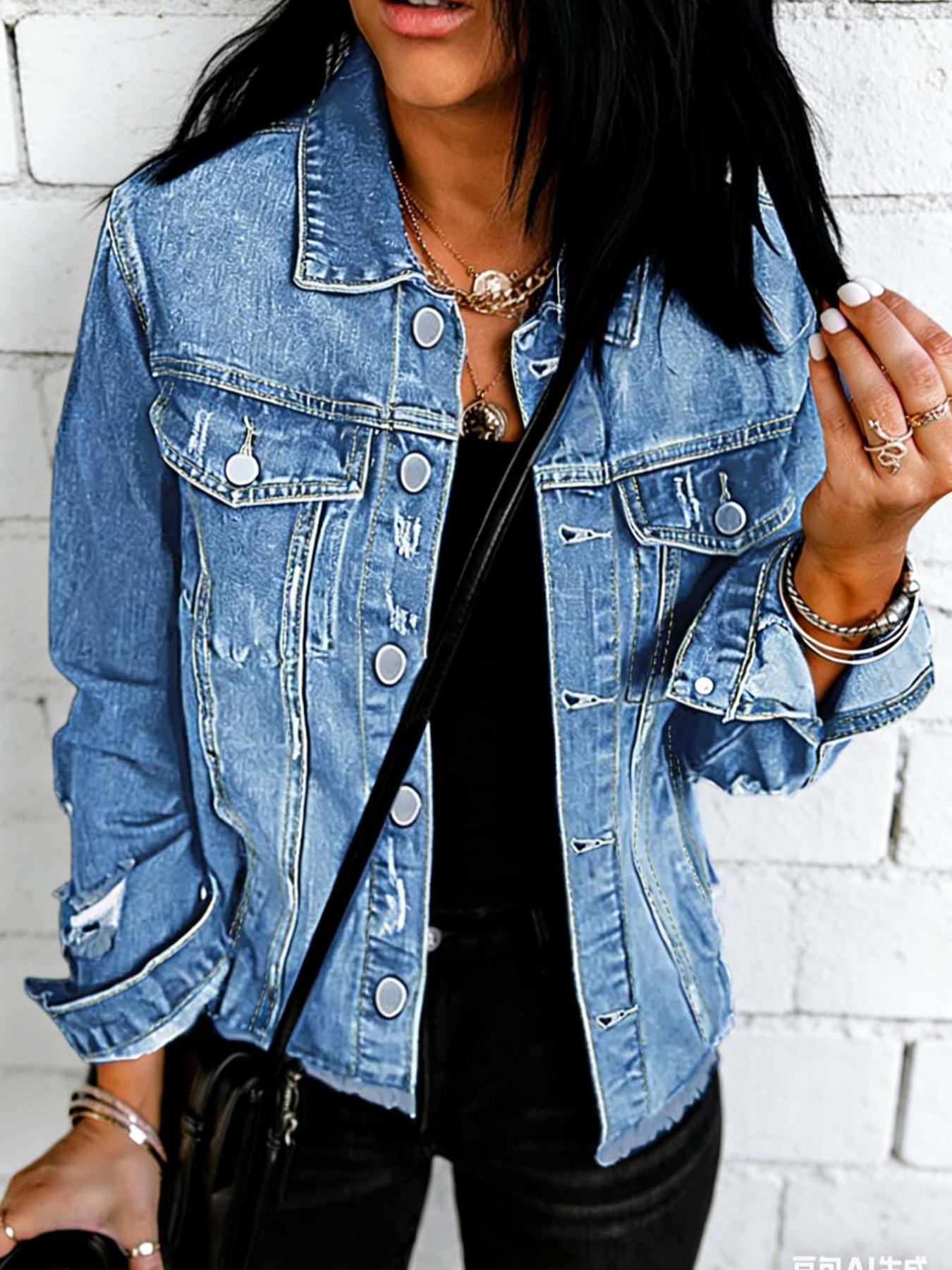 Women's Fitted Long Sleeve Button Front Jacket, Casual Plain Design, All Season Wear, Essential Fashion Item for Every Wardrobe