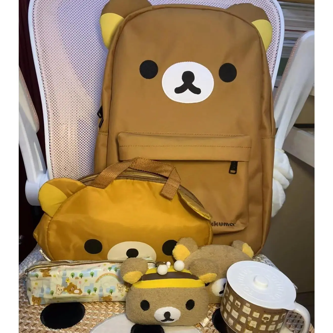 Cute Bear Rilakkumas Backpack Large Capacity Anime Cartoon Backpack Stylish Student School Bag Nylon Shoulder Bags Schoolbag