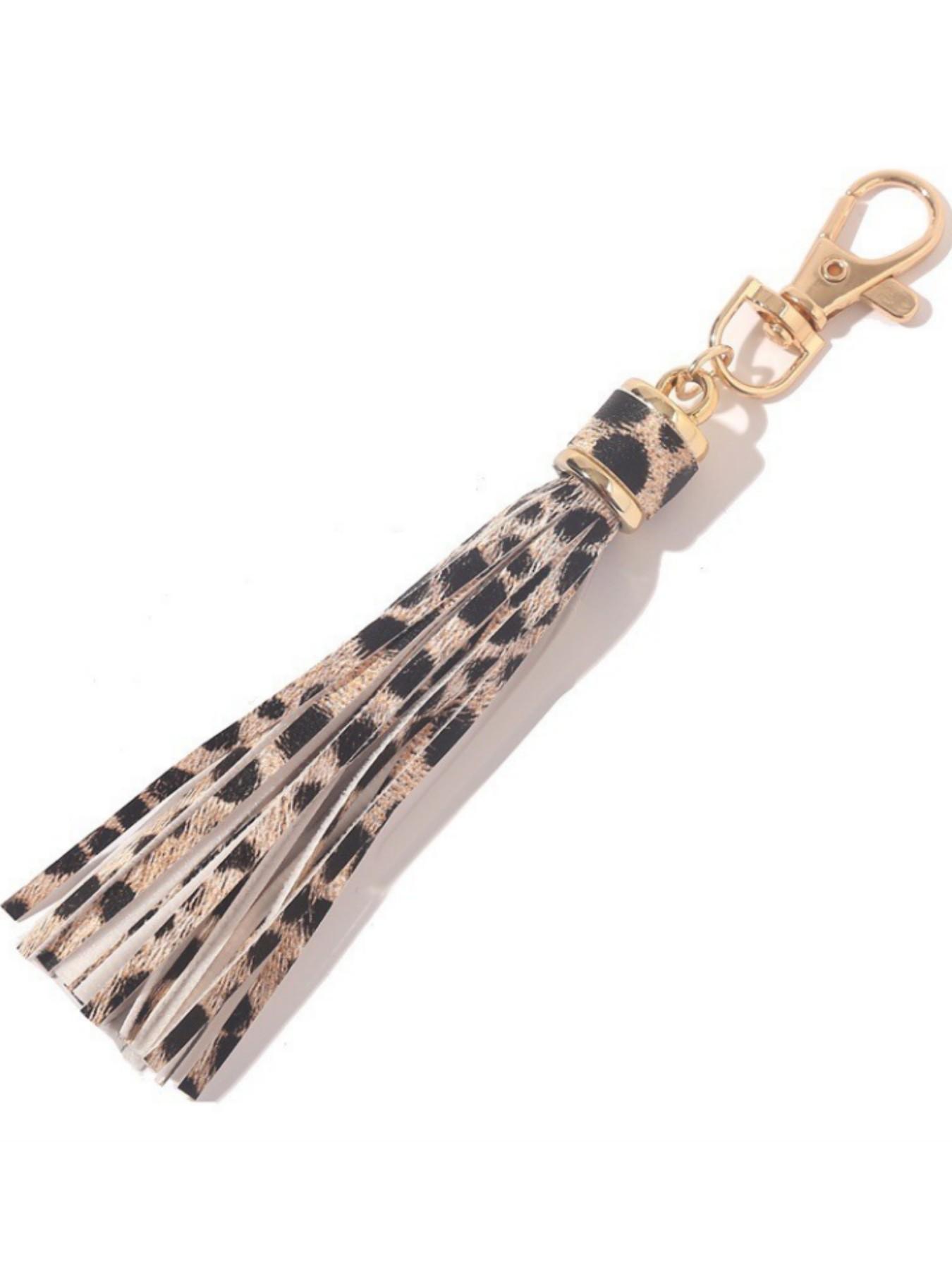 PU Leather Tassel Keychain, Silicone Bead Bracelet Keychain Accessory, Mother's Day Gift, Card Bag Charm, 1pcs