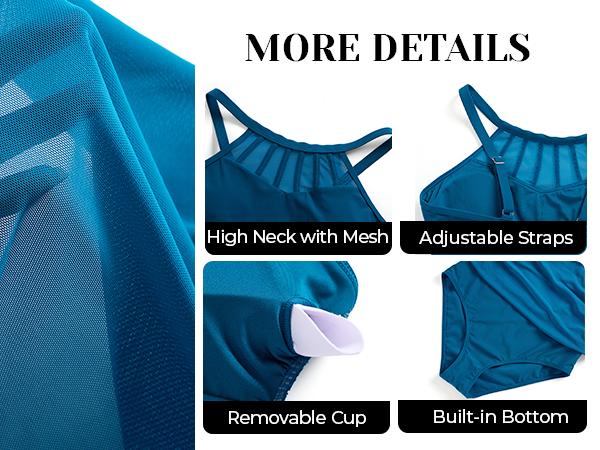 Yonique Womens Swim Dress One Piece - Swimsuit with Skirt Tummy Control Bathing Suit High Neck Mesh Swimwear 2026