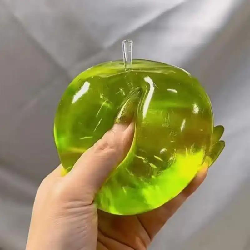 Crystal Apple Figurine, Soft, Ultra-Thin Skin, Stress Relief Toy, Touch Sensory Toy, Office Desk Decor, Non-Edible Gift, Decorative Figurines