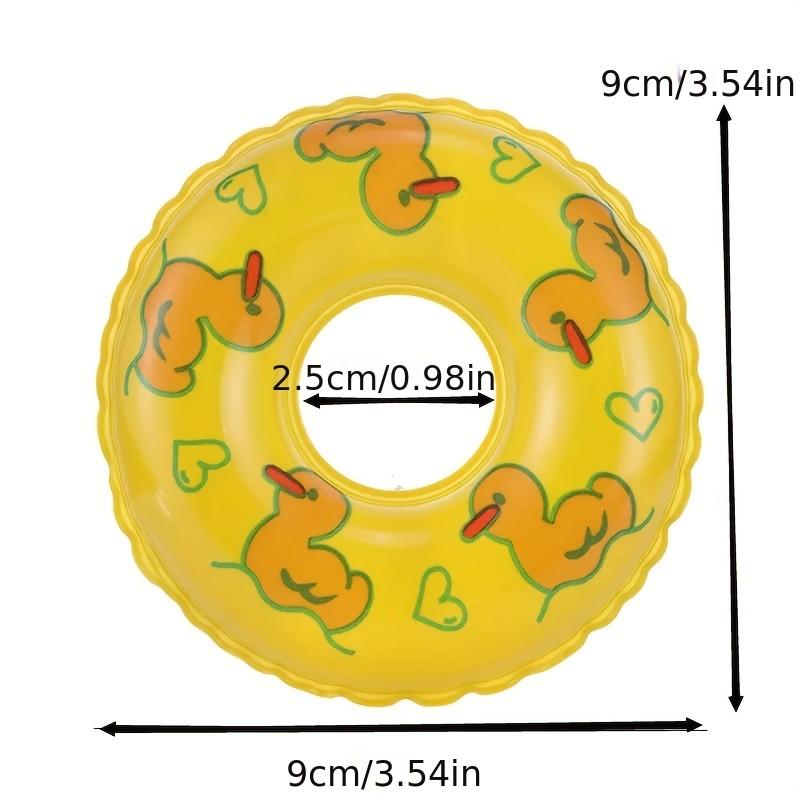 Multi-Pack Inflatable Mini Swimming Rings, Small Pet Bath Toys, Duck Pattern Floating Swim Circle, Indoor Aquarium Decor, Fish Tank Accessories
