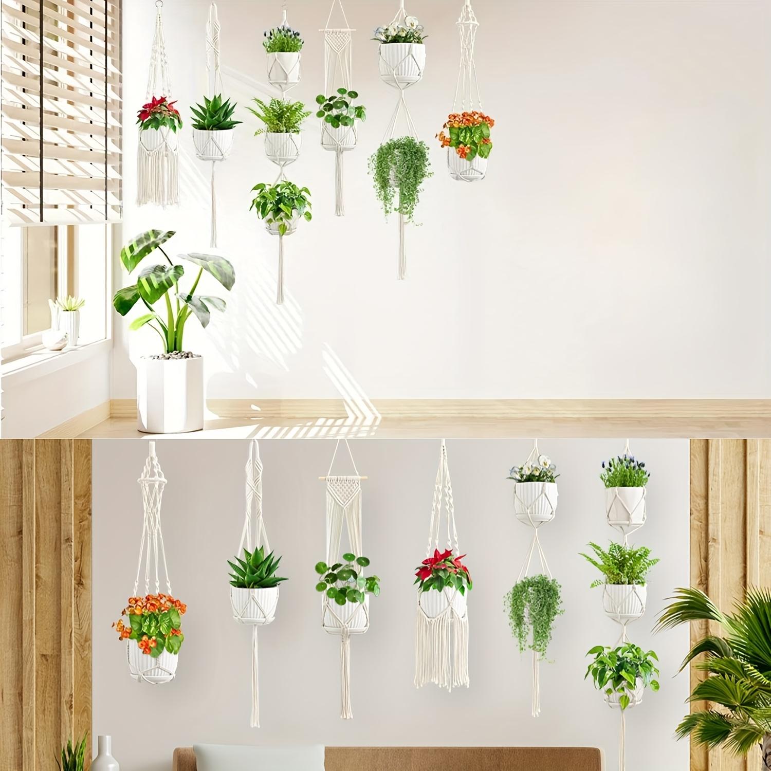 6-Pack Handmade Woven Plant Pot Hangers, Indoor And Outdoor Flower Pot Hanging Baskets, Handmade Woven Plant Hanging Stands, Suitable For Bohemian Home, Patio, And Garden Decoration (Plants And Flower Pots Not Included)