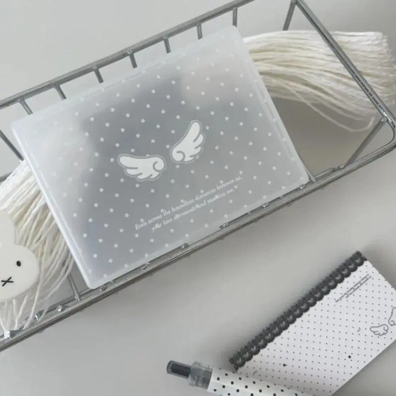 Star Polka Dot Wing Frosted Photocard Storage Box Desktop Dustproof Sticker Organizer Ins Style Clear Case Kpop Idol Card Holder