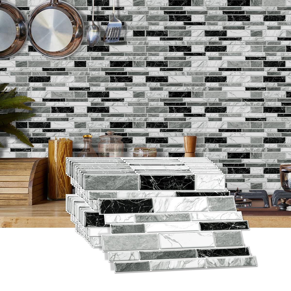 Simulation Marble Splicing Models Tile Wall Stickers, Self-Adhesive Waterproof Wallpaper, Bathroom & Kitchen Wall Decoration