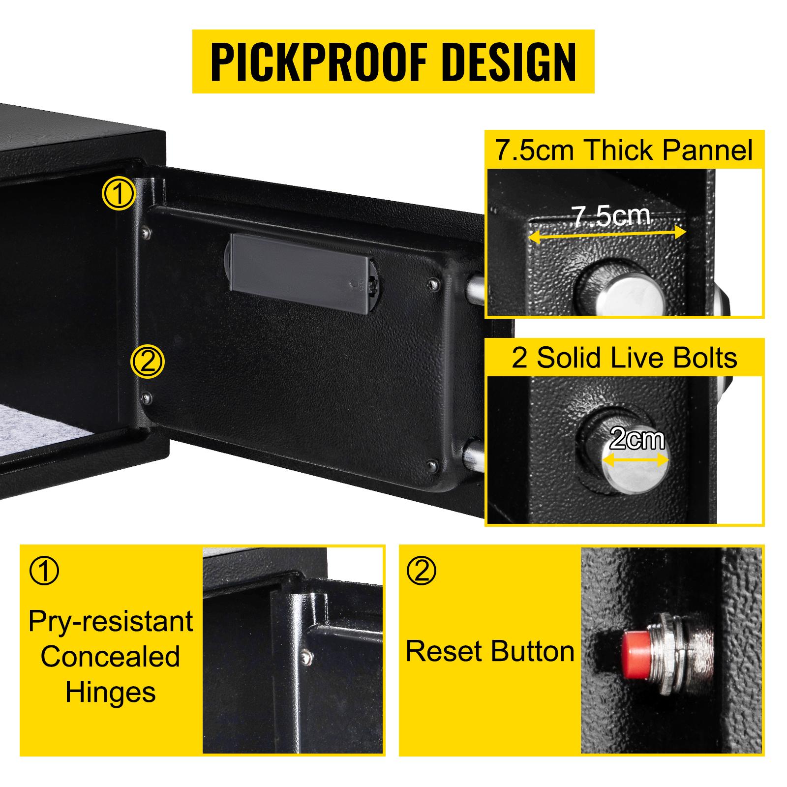 【Summerfinds】VEVOR 0.8 CU. FT Q235 Steel Safe Box, Wall Mount Multi-Lock with Fingerprint, Digital Pad, Key Lock & 2 Keys, Pre-Drilled for Cash, Jewelry, Pistols Storage in Home Office