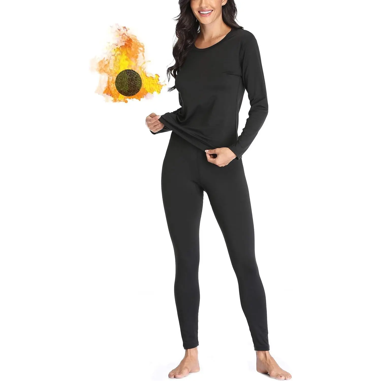 Women's Fleece Lined Thermal Underwear Set - Long Johns Top & Bottom Base Layer for Winter Cold Weather, Lightweight Heat Retention for Skiing Hiking Outdoor, GiftGift