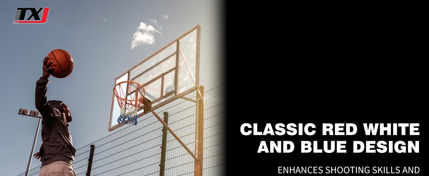 Basketball Net Replacement, 2026 Upgrade Thick Professional All-Weather Anti-Vibration Net, 12 Rings Blue, Standard Outdoor Rim