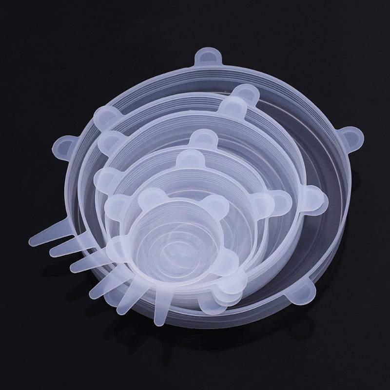 6 Pcs Silicone Stretch Lids, Reusable Durable Food Storage Covers, Fruit Storage, 6 Different Sizes for Bowls & Most Containers, Dishwasher Safe & Freezer Safe